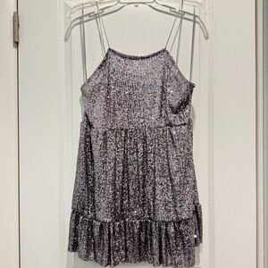 Zara silver sequin mini dress size large